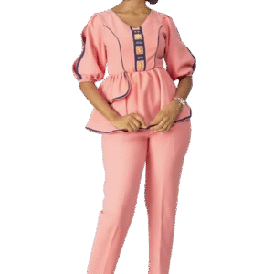 Ensemble rose assortie de tissé AKAN et poids Baoulé