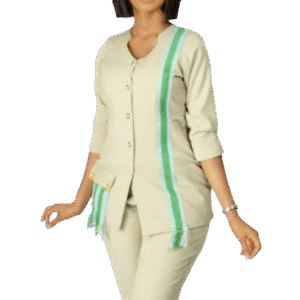 Ensemble vert assortie de tissé Vert AKAN et poids Baoulé